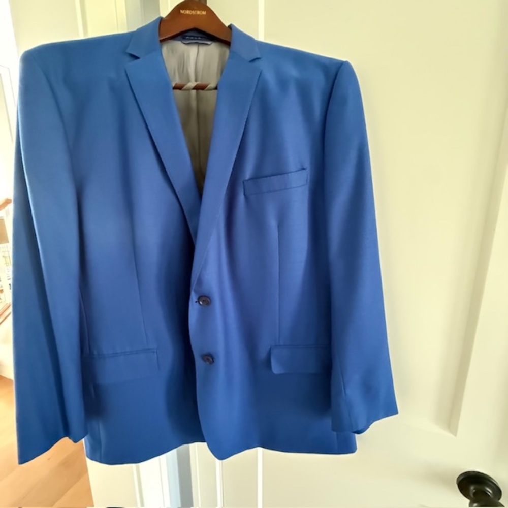 Hart Schaffner Marx Blazer Mens 52R 100% Wool Regular Fit Sports Coat Royal Blue